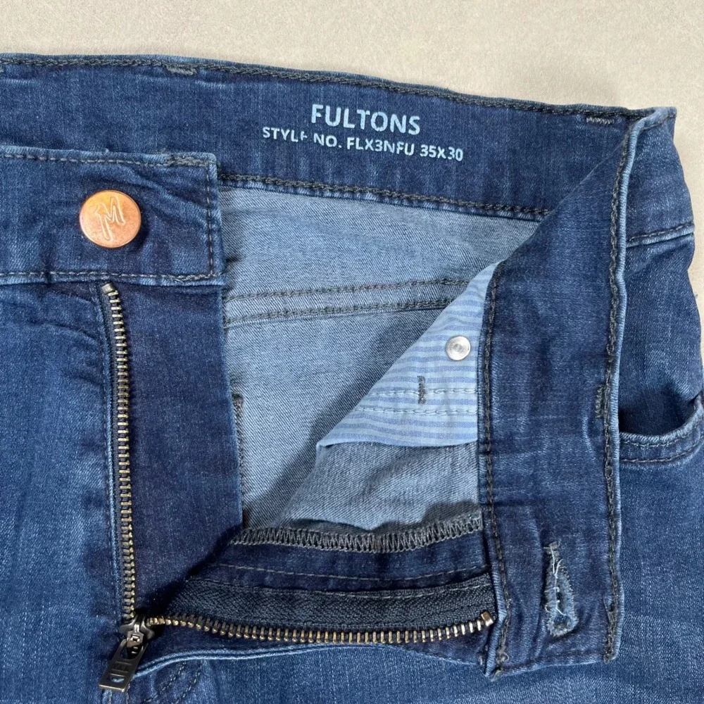 Mugsy Fultons Jeans Men 35x30‎ Blue Medium Wash Stretch Straight Leg Casual Fit